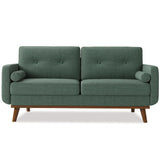 GarveeHome 65 in Loveseat Sofa, Mid Century Modern Couch Comfy Love Seat Couches for Living Room, 2 Seater Deep Seat Couch Linen Upholstered Couches for Bedroom Office Small Space, Green GarveeHome