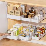 Delamu 3 Pack Pull Out Cabinet Organizer, 15.7"Deep Pull Out Drawers for Cabinets, Slide Out Drawers for Kitchen Cabinets, Bathroom Cabinet Organizer, Pantry (White) Delamu