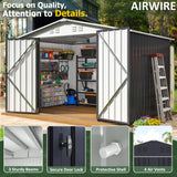 AirWire 6x8 FT Outdoor Storage Shed, Garden Shed with Updated Frame Structure and Lockable Doors, Metal Tool Sheds for Backyard Garden Patio Lawn, Grey AirWire