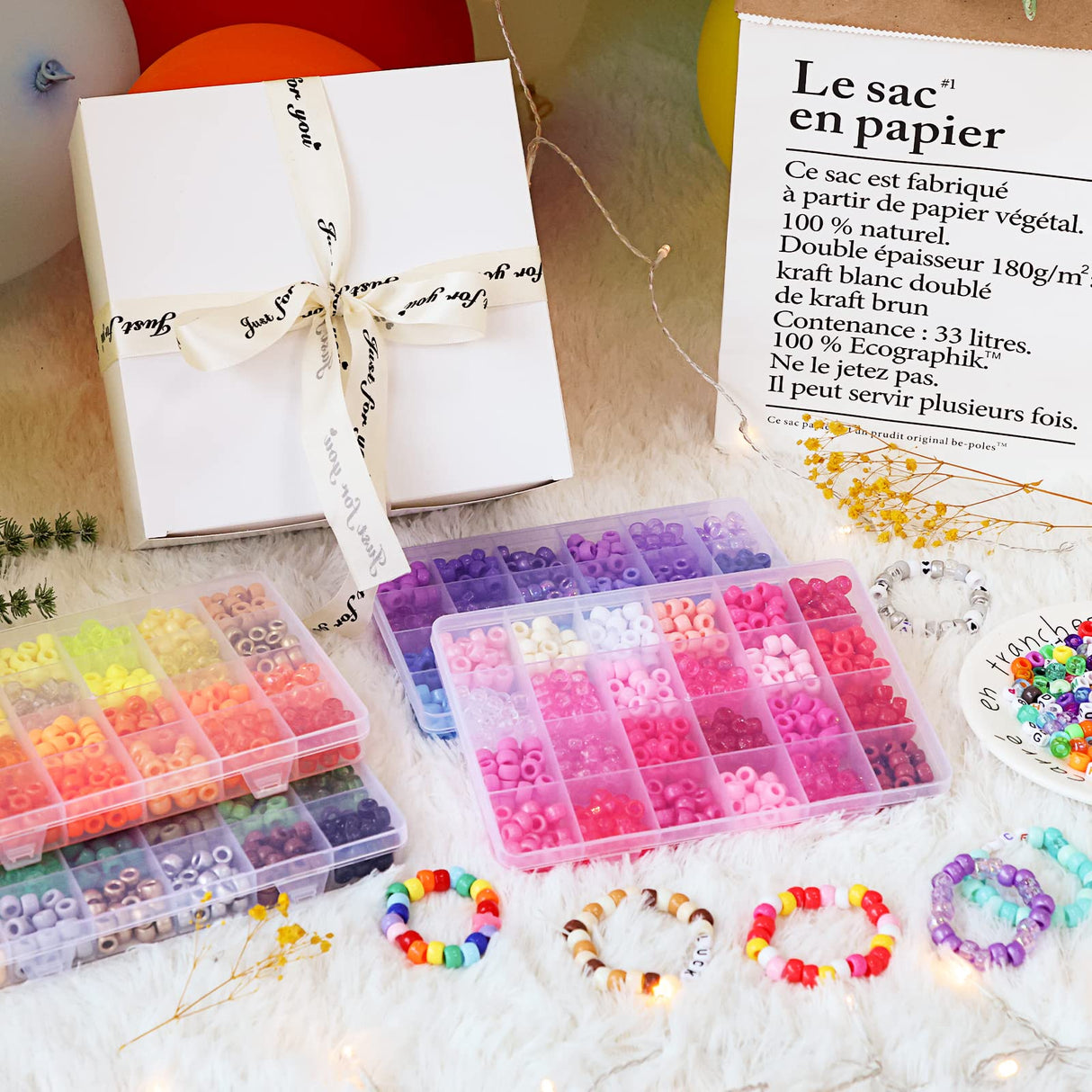 QUEFE 96 Colors 3000pcs Pony Beads Bracelet Making Kit Friendship Bracelet Kit Rainbow Kandi Beads with Letter and Heart Beads Elastic Threads for Jewelry Necklace Making QUEFE
