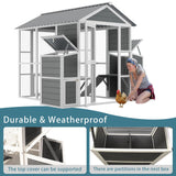 YOPTO Chicken Coop for 10 Chickens,Extra Large Wooden Chicken House Outdoor Nest Box Hen Houses with 2 Chicken Nesting Boxes,Poultry Pet Hutch w/Walk in Desgin,Ramp and Run,Waterproof Roof YOPTO