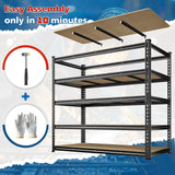 DurayLoly 55" W Storage Shelves, 2550LBS Garage Shelving Heavy Duty, 5-Tier Heavy Duty Shelving, Adjustable Metal Shelving Unit for Garage, Warehouse, Pantry, Kitchen, 55" W × 24" D × 72" H, Black DurayLoly