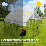 130"x40"x40" Metal Chicken Coop Playpen with Waterproof Cover, Rabbit Duck Large Cage Outdoor Backyard Farm PawGiant