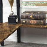 LAVIEVERT Corner Desk, Triangle Computer Desk with Storage Shelves, Laptop PC Table Writing Study Table Workstation for Home & Office - Rustic Brown LAVIEVERT