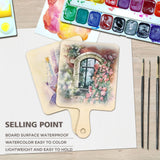 Oomcu 12 PCS Wooden Mini Cutting Board with Handle,Rectangle Unfinished Wood Craft Paddle Serving Tray Chopping Board Cutout for DIY Thanksgiving Christmas Home Kitchen Fruit Decor (9.1 x 5.5 Inch) Oomcu