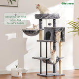 Gitelsnour Cat Tree, Cat Tower for Indoor Cats, 43.3 inch Cat Tree Tower with Sturdy Steel Tube, Cat Hammock, Cat Condo for Small Cats and Kittens, Cat Scratching Post, Smoky Gray GCT004SG Gitelsnour