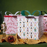 BIOBROWN Medium Christmas Gift Boxes with Lids for Presents, 9x9x9 Inches Nutcracker Design Collapsible Gift Box for Party, Xmas, Holiday BIOBROWN