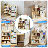 HedoAjim 4 Tier Kids Wooden Bookshelf,Five Layer Sling Children Bookcase,Baby Storage Book Rack,Book and Toy Organizer Cabinet Chest,Book Display Shelf,Playroom Nursery Classroom Library HedoAjim