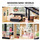 Tiny Land Doll House, Modern Family Dollhouse with Realistic Design, Wooden Dollhouse with 53Pcs Furniture - Ideal Gift for Kids Ages 3+ Tiny Land