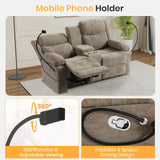 RIHEREFY Loveseat Recliner Sofa, Reclining Loveseat with Console, RV Wall Hugger Double Loveseat Recliner Couch for Living Room & Home Theater (Chenille-Camel) RIHEREFY