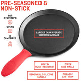 Uno Casa Cast Iron Tortilla Press 8 Inch with Cast Iron Comal Pan - Bundle of Cast Iron Tortilla Skillet for Roti, Tawa, Dosa, and Pataconera - Pre-Seasoned Heavy Duty Cookware for Authentic Cooking Uno Casa