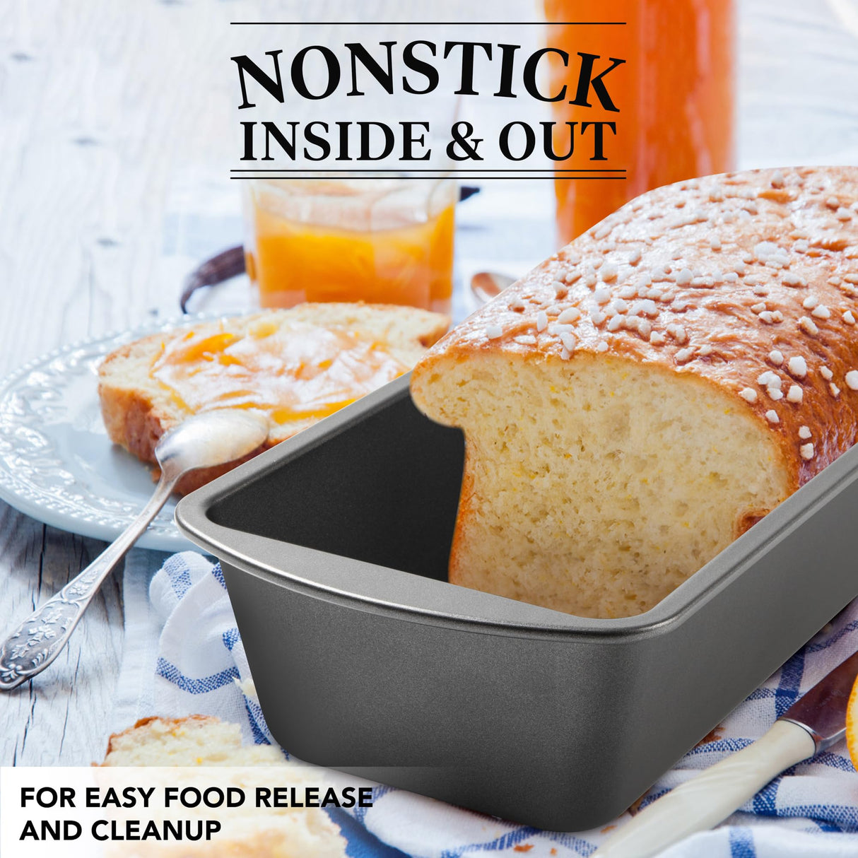 Extra Large Bread Pan, 13" x 5" Long Loaf Pan, Nonstick Baking Pan, Rectangular Loaf Tin, Set of 2 Tiawudi