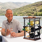 ALLCENER Countertop Wine Rack, Wood Wine Bottle Holder, Perfect for Home Decor & Kitchen Storage Rack, Bar, Cellar, Cabinet, Pantry, etc (Hold 6 Bottles) ALLCENER