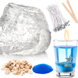 MTLEE 2 Lb Gel Wax for Candle Making DIY Sets, Jelly Wax Melts Clear Candle Wax with Seashells Starfish and Candle Wick and Wooden Candle Wick Centering Device for Candle Making MTLEE