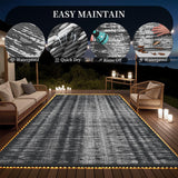 MontVoo Outdoor Rug Waterproof 9x12 ft with Strip Lights Outdoor Patio Rug Mat Reversible Plastic Straw Rug Outside Outdoor Rug for RV Camping Picnic Balcony Backyard MontVoo