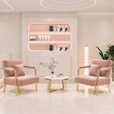 Yaheetech 30" W Modern Sofa Small Sofa Luxurious Velvet Fabric Couch with Gold-Tone Metal Arms and Legs for Living Room, Home Office, Studio Pink Yaheetech