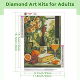 TOSTOG Cartoon Romantic Dinner Diamond Art Kits for Adults, Wine Cheese Diamond Paintings for Adults, Full Drill Diamond Art Kits, 5D Diamond Paintings Kit Gem Painting Wall Decor and Gift 12*16 Inch. TOSTOG