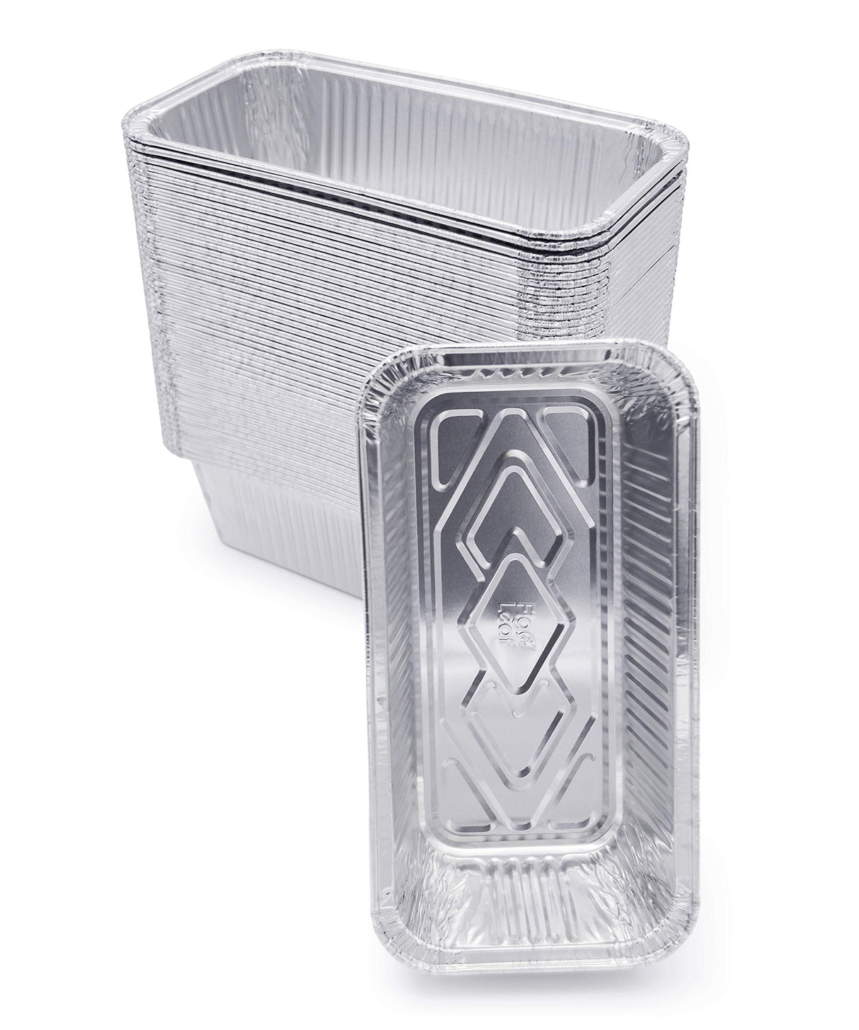 (100 Pack) Premium 2-LB Bread Loaf Baking Pans - 8.5" x 4.5" x 2.5" l Heavy Duty l Disposable Aluminum Foil Tins for Cakes Meatloaf Lasagna Fig & Leaf