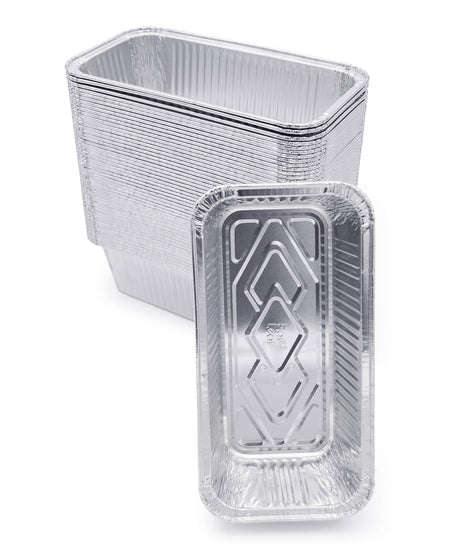 (100 Pack) Premium 2-LB Bread Loaf Baking Pans - 8.5" x 4.5" x 2.5" l Heavy Duty l Disposable Aluminum Foil Tins for Cakes Meatloaf Lasagna Fig & Leaf