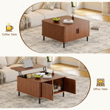 ONBRILL Lift Top Coffee Table with Large Hidden Compartment, Wood Square Coffee Table with Adjustable Footpads, Mid-Century Modern Lift Tabletop Dining Table for Living Room, Home Office, Walnut ONBRILL