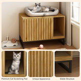 Fienveorn Litter Box Enclosure,Modern Cat Litter Box Enclosure Furniture Hidden Litter Box with Cat Scratch Pad, Cat Washroom Cat House End Table, Entryway Bench for Livingroom (Natural) Halitaa