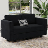 Belffin Modular Loveseat Sofa Couch with Storage Seats Velvet 2 Seater Love Seats for Small Spaces Black Belffin