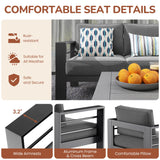 Solaste Aluminum Patio Furniture Set,7 Seats Modern Outdoor Conversation Set Metal Patio Furniture Set Sectional Sofa with Upgrade Cushion and Coffee Table,Dark Grey Solaste