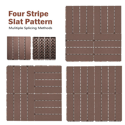 VERNILLA Plastic Interlocking Deck Tiles Outdoor,36 Pcs,12"x12" Patio Tiles Waterproof Outdoor Interlocking All Weather,Deck Tiles for Balcony, Backyard, Indoor and Outdoor use, Coffee