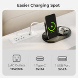 SUPERJARE 70 Inch Console Table with 2 Outlets, 1 Type-C and 1 USB Port, Extra Long Entryway Table with Metal Frame and X-Shaped Bars, Narrow Sofa Table for Living Room, Hallway, White SUPERJARE