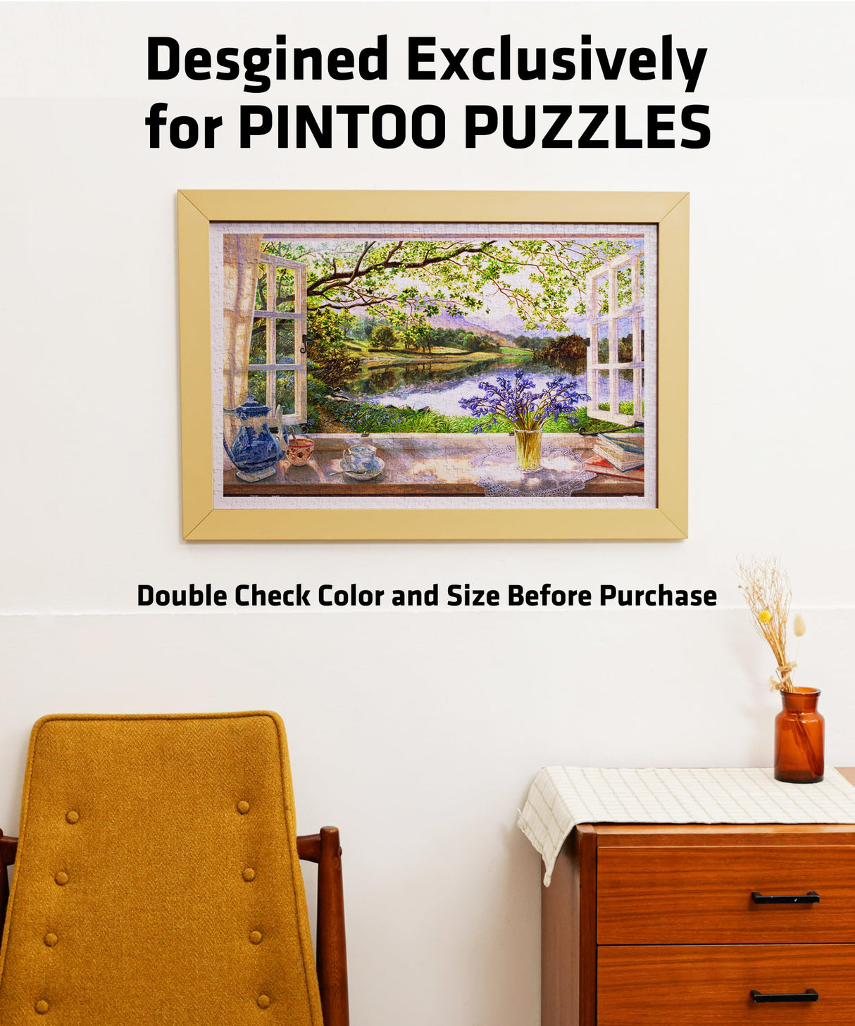 Pintoo Jigsaw Puzzle Frame Tailor-Made for Pintoo's 300 Pieces Puzzle ONLY - Cool Gray - Effortless & Toolless Assembly NO Glue Required [W1024] Pintoo