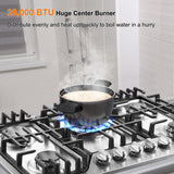 30 Inch Bulit-In Gas Cooktop with Griddle, 5 Italy SABAF Powerful Burners Over 92% High Efficiency, Max 48300BTU Gas Stove Top, 304 Stainless Steel Panel, NG/LPG Convertible, CSA Certified Amzgachfktch