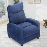 Athena Collection Recliner Chair, Reclining Lounge Chair with Adjustable Backrest and Footrest for Adults, Linen Upholstered Small Recliner Single Sofa for Small Space, Living Room, Bedroom, Blue Athena Collection