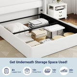 Allewie Full Size Velvet Lift Up Storage Bed, Modern Wingback Headboard, Hydraulic Support, No Box Spring Needed, White Allewie