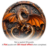 KAAYEE Wooden Puzzles for Adults, 3D Vision Mechanical Dragon Wooden Jigsaw Puzzles, Unique Shape Advanced Wood Puzzle Adult, 3D Effect Flat Puzzle Birthday Gifts Family Games (M-11.4 * 11.3in-200pcs) KAAYEE