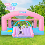 Easyair Large Bounce House Holds 6 Kids, 14.8 x 14.5 FT Inflatable Bouncer Jumper Slide with 650W Blower, Basketball Hoop, Throw Ball Game, Ball Pits (Pink, 177" L x 174" W x 94" H) EASYAIR