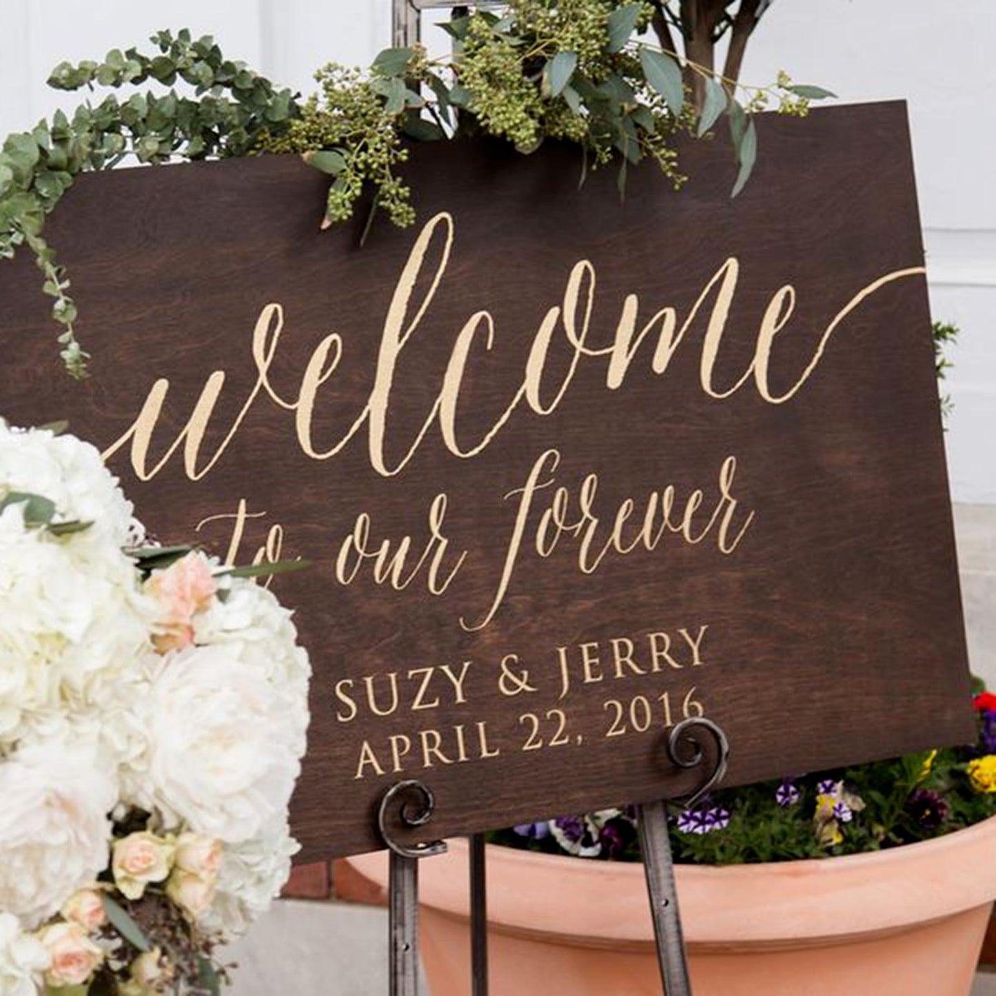 Custom Wooden Welcome Sign for Rustic Weddings: Display Date & Couple Name, Personalized Welcome Wedding Sign, Weathered Oak Stain Wood Sign, Wedding - WoodArtSupply