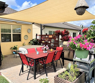 INFRANGE 10' x 15' Rectangle Sun Shade Sails Canopy UV Block for Patio Deck Pergola Yard Lawn Outdoor Activities (Beige)