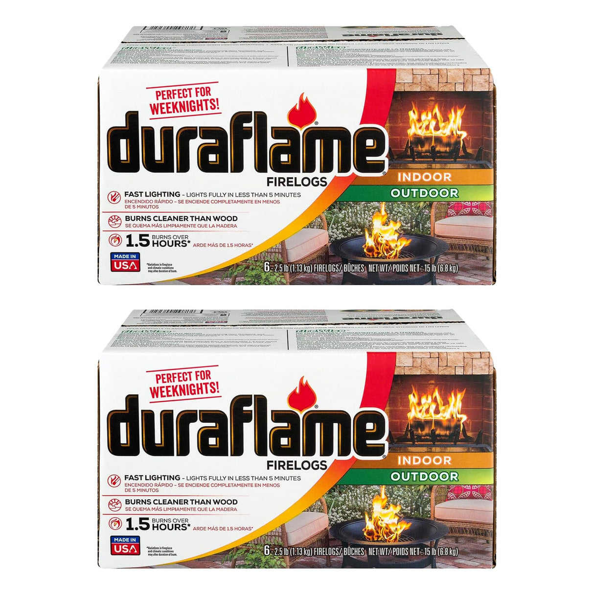 Duraflame 12-Pack Indoor/Outdoor Logs for Fireplace & Fire Pit, 1.5-Hour Burn, 2.5lb Each Duraflame
