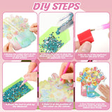 Chitidr 6 Pcs Diamond Painting Hanging Sign Set Gnome Art Kits DIY Crystal Paint Arts and Crafts Set 5d DIY Spring Ornaments Kits for Wall Door Window Decor Chitidr