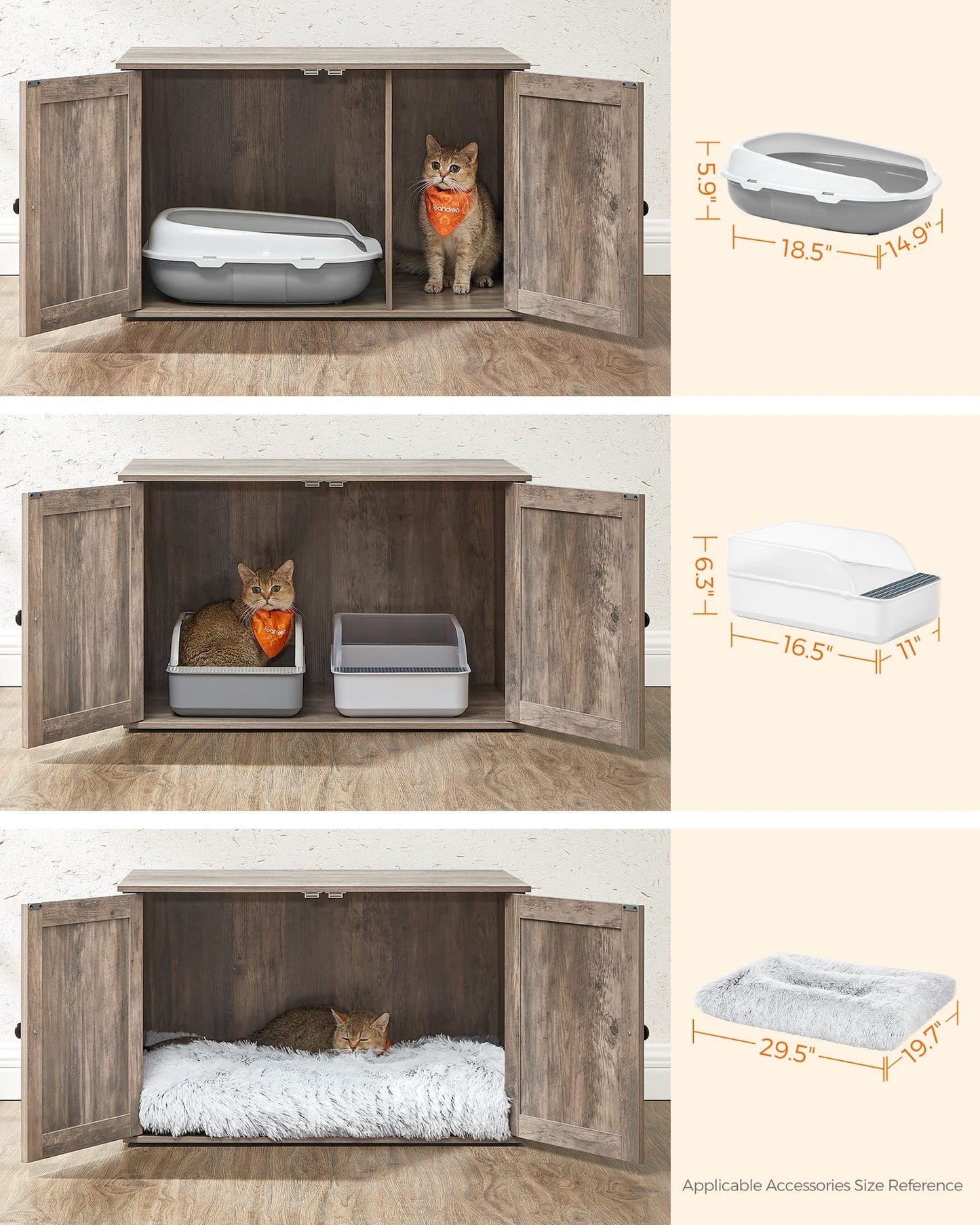 Feandrea Cat Litter Box Enclosure, Litter Box Furniture Hidden with Removable Divider, Indoor Cat House, End Table, 31.5 x 20.9 x 19.7 Inches, Greige UPCL002G01 - WoodArtSupply