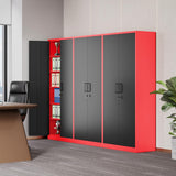 Garage Storage Cabinet with 5 Adjustable Shelves,Metal Storage Cabinet with Lock,Red Black Metal Cabinet with Locking Doors,Steel Cabinet,71" Lockable Storage Cabinet for Home,Office,Garage Cabinets SISESOL