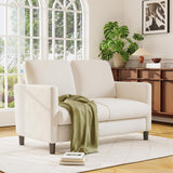 Welzona Loveseat Sofa, 51" Love Seat, Comfy Teddy Small Loveseat for Small Spaces, Tool-Free Setup Small Couch for Bedroom, All-Wood Small Couches for Small Spaces, No Pillow Include, Beige Welzona