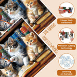 300 Piece Puzzle for Adults, Cats Library Jigsaw Puzzle, Funny Kitten Bookshelf Puzzles, Animal Pet Lover Challenging Puzzles for Friends Family Activity Game Nights Gifts, 20.5x15 in VOLUVOLU