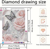 5D Diamond Painting Kits for Adults, Butterfly Pink Rose Flower Diamond Art Kits for Adults Beginner, DIY Full Drill Diamond Dot Gem Painting for Home Wall Decor 12x16inch BYGFHLYW