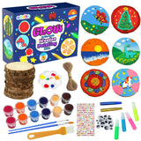 AOSITE Wooden Crafts Kit for Kids-Glow in The Dark-Arts and Crafts for Kids Ages 6-12, Wood Slices Painting Craft Activities Kits, Creative Art Toys for 6 7 8 9 10 11 12 Year Old AOSITE