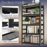 Book Shelf, 5 Tier Metal Wide Bookshelves, Adjustable Modern Book Shelves, Narrow Book Shelving for Small Spaces, Tall Decorative Bookshelf for Home Office/Living Room/Library (35.4"W*15.8"D*72"H) Notmise