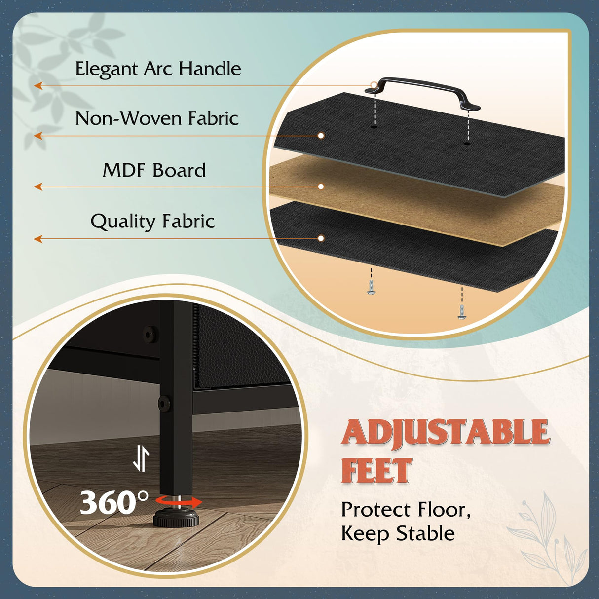 WLIVE Wide Fabric Dresser, 6 Drawer Dresser TV Stand for 60" TV, Dressers Bedroom Furniture Large Storage Tower Unit with Fabric Bins, Black Dresser for Bedroom, Closet, Hallway, Black WLIVE