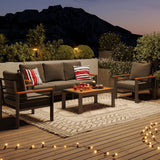 Aluminum Outdoor Patio Furniture Set, 5 Seats Outdoor Sectional with Coffee Table (3-Seater and 2 Single Seats) Aoxun