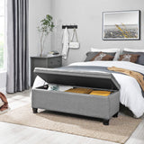 SONGMICS Storage Ottoman, Storage Bench, Tufted Entryway Bedroom Bench, 17.7 x 46.5 x 17.7 Inches, Hinges Easy Lid Operation, Wooden Legs, Linen-Look Cover, Loads 330 lb, Light Gray ULOM070G02 SONGMICS