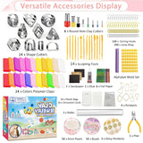 EggSun Polymer Clay Earring Kit & Clay Jewelry Making Kit with Cutters, 500+Pcs Jewelry Craft Supplies with 24 Oven-Bake Colors Cutters Ear Hooks Charms Beads Tools Instructions for Beginners & Adults EggSun